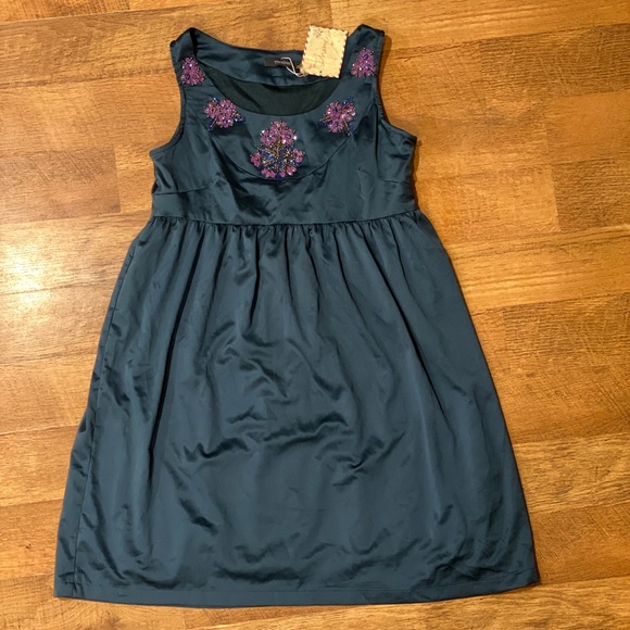 NWT peacock blue ModCloth satin dress! - Picture 1 of 3